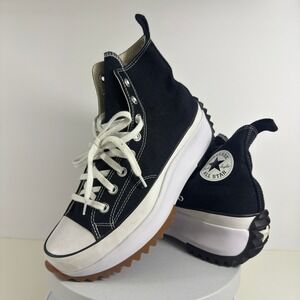 Converse Run Star Hike High Top Black White Gum Platform Sneakers Women's 10.5